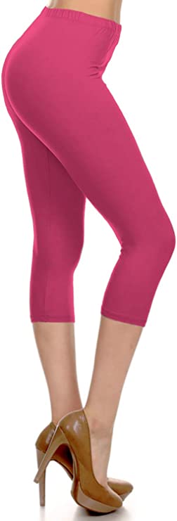 LEG-A {Get On Up} Hot Pink Butter Soft Capri Leggings EXTENDED PLUS SIZE 3X - 5X