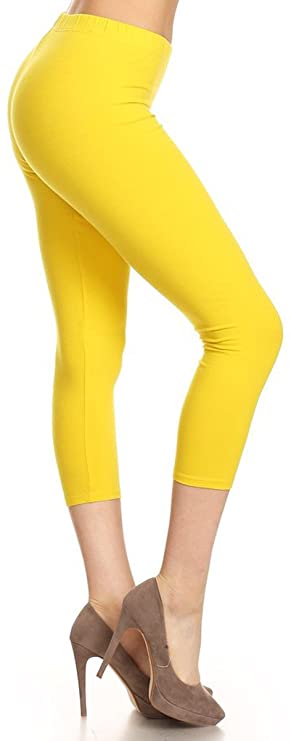 LEG {Get On Up} Yellow Butter Soft Capri Leggings EXTENDED PLUS SIZE 3X - 5X