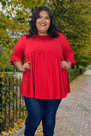27 SQ-C {Best In Basic} Red Buttersoft Babydoll Tunic CURVY BRAND EXTENDED PLUS SIZE 4X 5X 6X