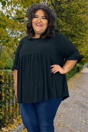 27 SQ-A {Best In Basic} Black Buttersoft Babydoll Tunic CURVY BRAND EXTENDED PLUS SIZE 4X 5X 6X