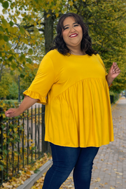 27 SQ-D {Best In Basic} Mustard Buttersoft Babydoll Tunic CURVY BRAND EXTENDED PLUS SIZE 4X 5X 6X