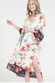 63 OT-F {Coastal Living} SALE!!  Floral Print Duster/Kimono PLUS SIZE XL 2X 3X