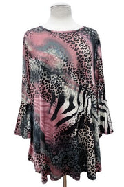 81 PQ-C {Cute & Capable} Rose Grey Animal Print Top EXTENDED PLUS SIZE 3X 4X 5X