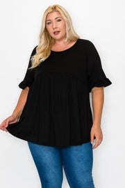 27 SQ-A {Best In Basic} Black Buttersoft Babydoll Tunic CURVY BRAND EXTENDED PLUS SIZE 4X 5X 6X