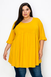 27 SQ-D {Best In Basic} Mustard Buttersoft Babydoll Tunic CURVY BRAND EXTENDED PLUS SIZE 4X 5X 6X