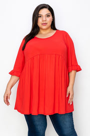27 SQ-C {Best In Basic} Red Buttersoft Babydoll Tunic CURVY BRAND EXTENDED PLUS SIZE 4X 5X 6X