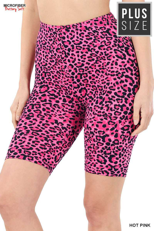 BIN 99 {Wild Card} Hot Pink Cheetah Print Bicycle Shorts PLUS SIZE XL 2X 3X