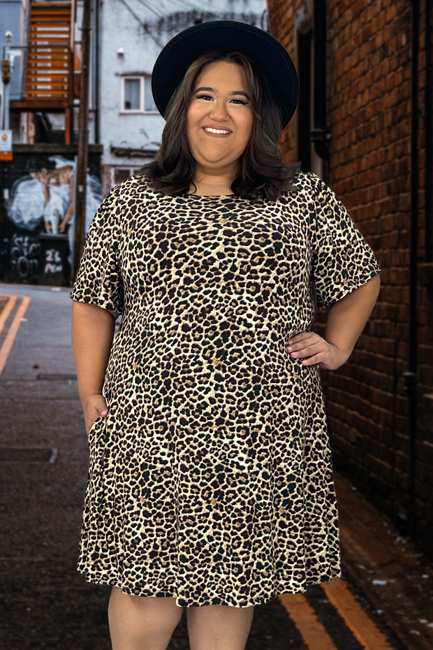 28 OR 31 PSS-Y {Just Like A Leopard} Leopard Print Dress EXTENDED PLUS SIZE 3X 4X 5X