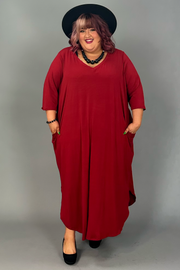 LD-H {Relax More Often} Burgundy V-Neck Maxi w/Pockets CURVY BRAND!!!  EXTENDED PLUS SIZE 4X 5X 6X
