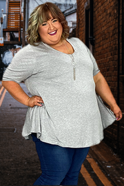 95 SSS-F {Solid Requirements} Heather Grey Solid Top EXTENDED PLUS SIZE 3X 4X 5X