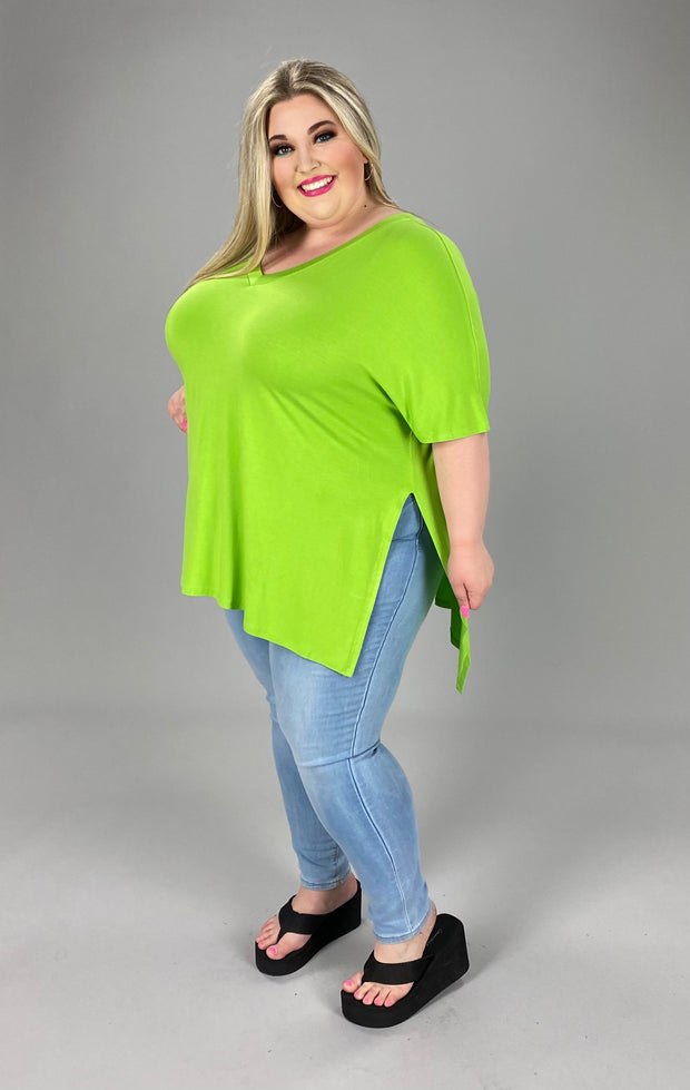 27 SSS-C {Feeling Carefree} LIME GREEN Solid Top PLUS 1X, 2X, 3X