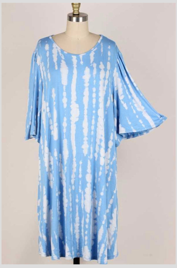 63 PSS-L {Afternoon Stroll} SKY BLUE Bamboo Print Dress EXTENDED PLUS SIZE 3X 4X 5X***SALE***