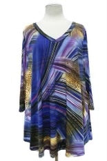 52 PQ-A {More Power} Purple Print V-Neck Top EXTENDED PLUS SIZE 3X 4X 5X