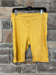 BIN-66-J  {Must Ride} Mustard Bike Shorts W/ Back Key Pocket PLUS SIZE 1X 2X 3X