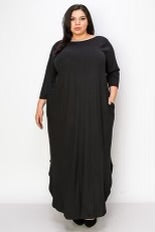 LD-I {Relax More Often} Black V-Neck Maxi Dress w/Pockets CURVY BRAND!!! EXTENDED PLUS SIZE 4X 5X 6X