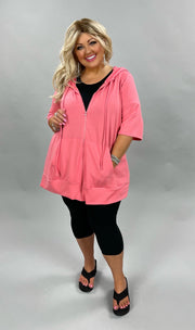 89 OT-C {Paint the Town} CORAL ***FLASH Sale! French Terry Hoodie CURVY BRAND!!  EXTENDED PLUS SIZE 3X 4X 5X 6X