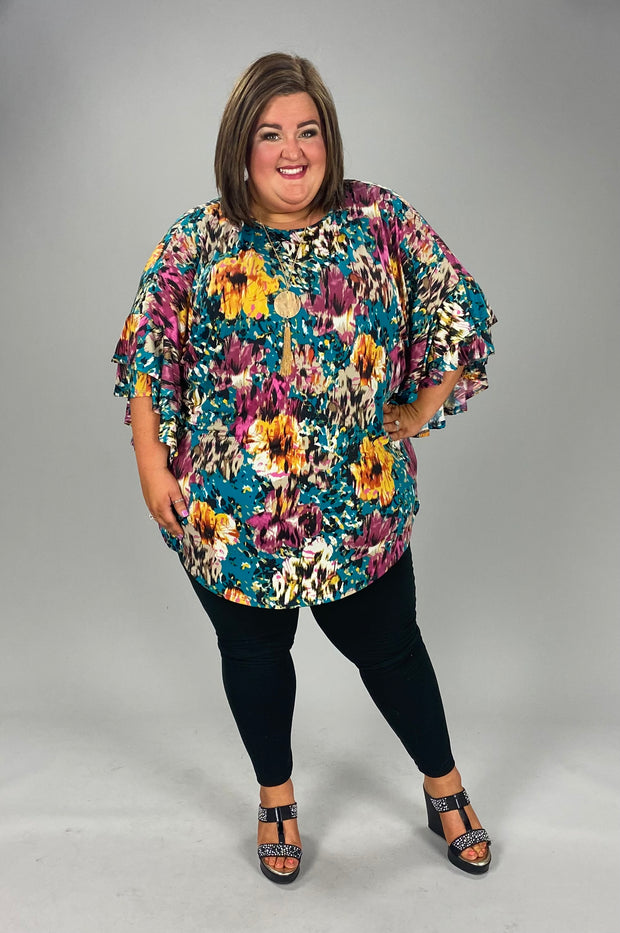 27 PQ-M {Monet Inspired} Multi-Color Floral Tunic EXTENDED PLUS SIZE 3X 4X 5X