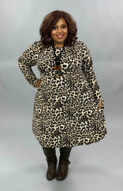 PLS-B {She's Got Sass} SALE!! Black Tan Leopard Long Sleeve Dress EXTENDED PLUS SIZE 3X 4X 5X