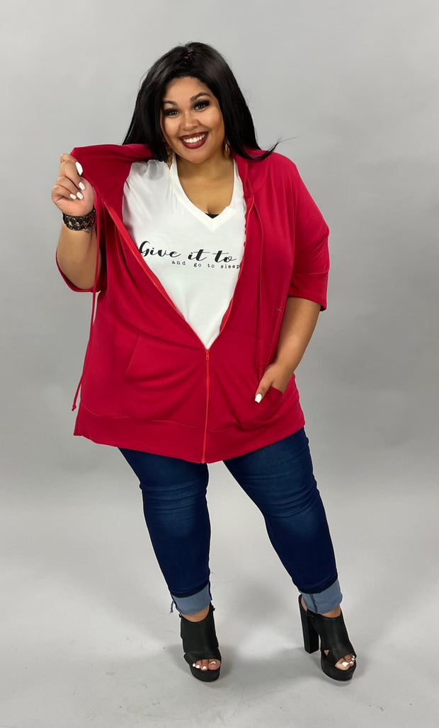 89 OT-D {Paint the Town} RED ***FLASH SALE! French Terry Hoodie CURVY BRAND!! EXTENDED PLUS SIZE 3X 4X 5X 6X