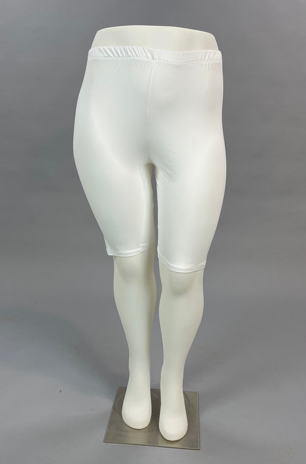 LEG-Y {Sleek Vibes} WHITE Biker Shorts CURVY BRAND EXTENDED PLUS 3X 4X 5X 6X