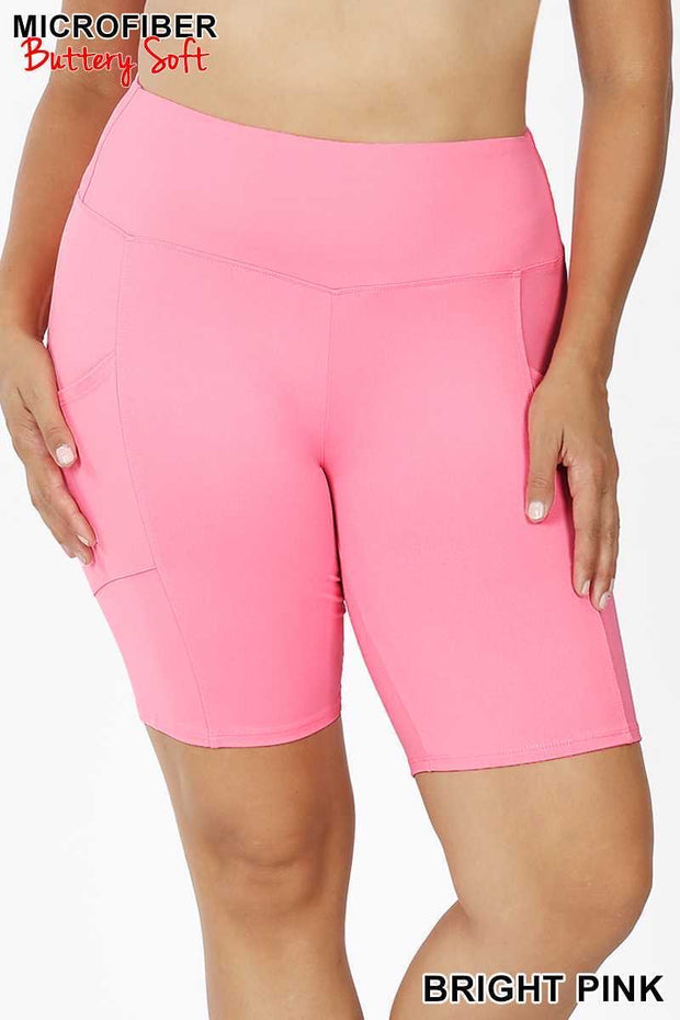LEG-G {Get Inspired} Pink Bike Shorts w Pockets  Plus Size XL 2X 3X