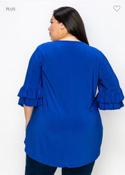 98 SQ-A {Happy Curvy} Royal Blue Caged Neck Tunic CURVY BRAND!!! EXTENDED PLUS SIZE 3X 4X 5X 6X