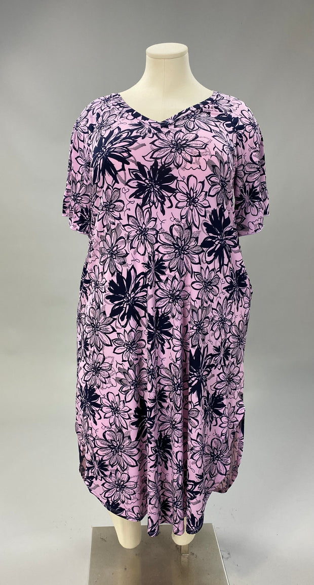 LD-F {Meaningful Ways} Light Pink and Black Floral Long Dress EXTENDED PLUS 1X 2X 3X 4X 5X 6X