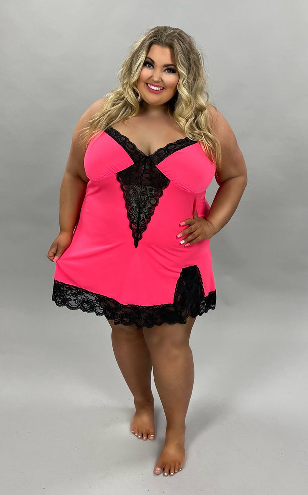 29 OR 99 SV-D {Gleaming Goddess} Pink/Black Lace Lingerie CURVY BRAND!! EXTENDED PLUS SIZE 1X 2X 3X 4X 5X 6X***FLASH SALE***