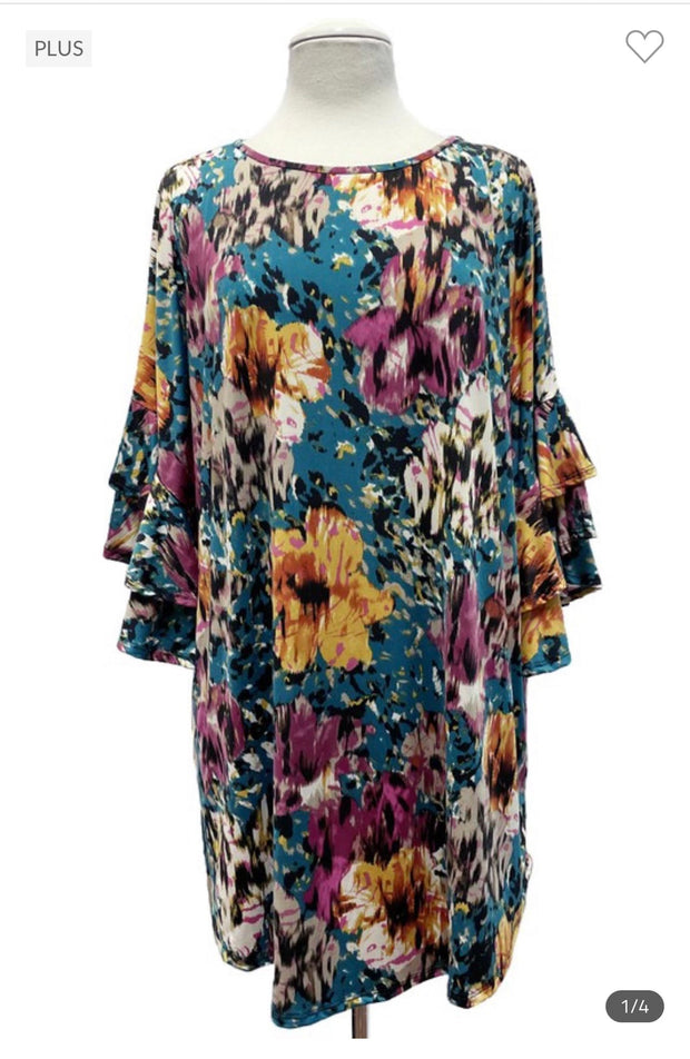 27 PQ-M {Monet Inspired} Multi-Color Floral Tunic EXTENDED PLUS SIZE 3X 4X 5X