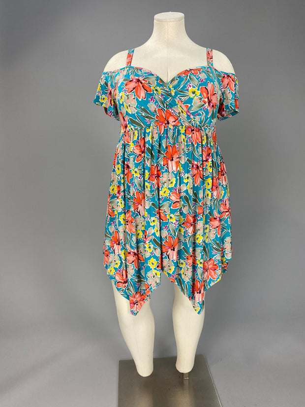 76 OS-A {Too Good To Me} ***SALE***Mint Floral V-Neck Dress CURVY BRAND!!! EXTENDED PLUS SIZE 1X 2X 3X 4X 5X 6X