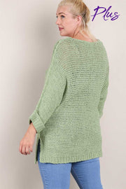 22 SQ-H {Easy Days} Green Sparkle Sweater PLUS SIZE XL 2X 3X