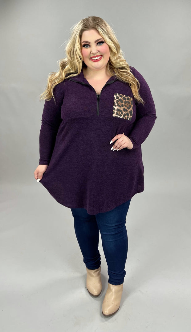 19 OR 57 SD-A {Show Out} Purple  Zip Top W/Leopard CURVY BRAND!! EXTENDED PLUS SIZE 3X 4X 5X 6X