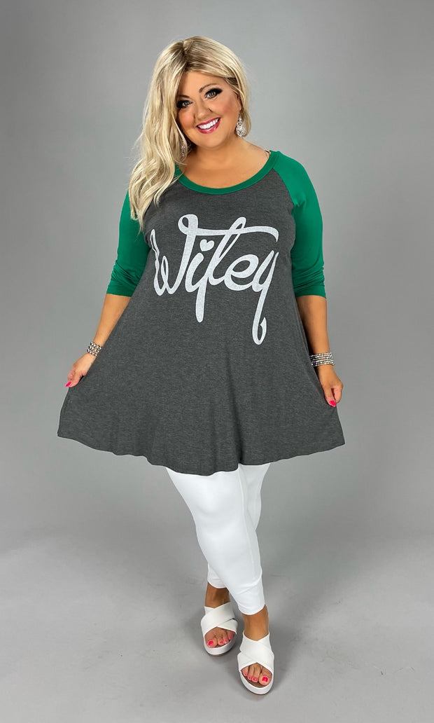 17 GT-S {Wifey For Lifey} ***SALE***Green/Charcoal CURVY BRAND Graphic Tee EXTENDED PLUS 3X 4X 5X 6X