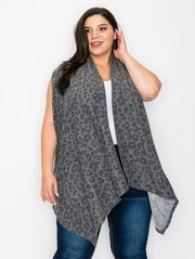 97 OT-I {Knowing The Difference} Grey Animal Print Vest EXTENDED PLUS SIZE 3X 4X 5X
