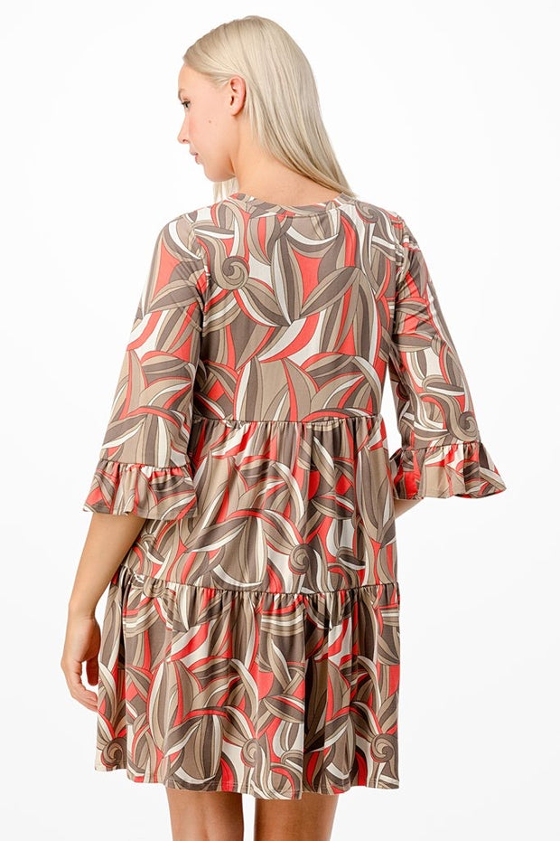 67 PQ-Z {Know What You Want} Taupe Print Tiered Dress PLUS SIZE 1X 2X 3X
