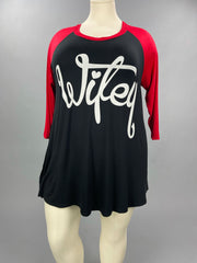 17 GT-L {Wifey For Lifey} ***SALE***Red/Black CURVY BRAND Graphic Tee EXTENDED PLUS 3X 4X 5X 6X