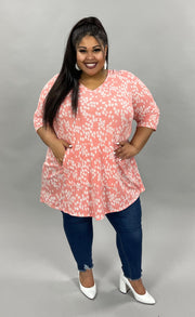 28 PSS-P {Fit As A Fiddle} Peach Floral Hoodie EXTENDED PLUS SIZE 3X 4X 5X 6X***FLASH SALE***