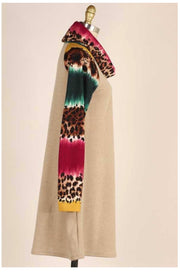 CP-R {Legendary} ***FLASH SALE***Sage Plum Mustard Contrast Leopard Knit Dress PLUS SIZE XL 2X 3X