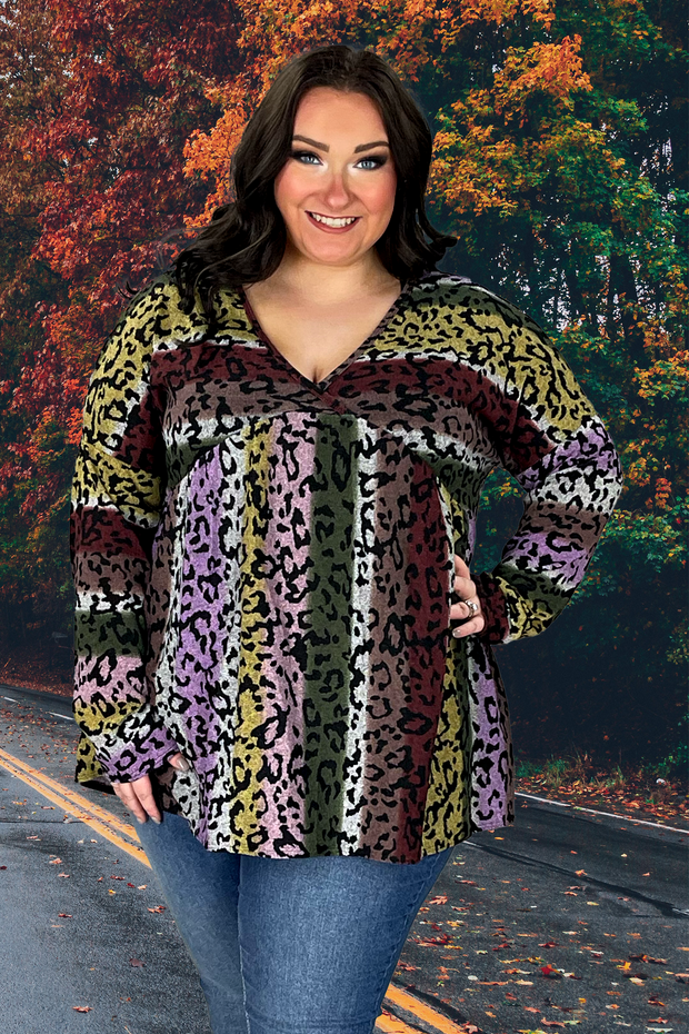 67 PLS-A {My Only Wish} Multi-Color Print Babydoll Top PLUS SIZE 1X 2X 3X