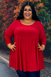 76 SQ-Z {Brunch Party} Red Tiered Tunic PLUS SIZE 1X 2X 3X
