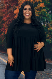 76 SQ-A {Brunch Party} Black Tiered Tunic PLUS SIZE 1X 2X 3X