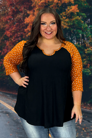 51 CP-I {Calls For A Good Day} Orange Black Ribbed Top CURVY BRAND!!!  EXTENDED PLUS SIZE 1X 2X 3X 4X 5X 6X