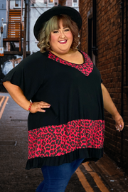 88 CP-B {Dazzling Beauty} ***SALE***Black/Red Leopard Tunic EXTENDED PLUS SIZE 4X 5X 6X
