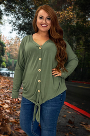 41 SLS [Dream in Color} Olive Tunic with Button Front & Tie PLUS SIZE 1X 2X 3X