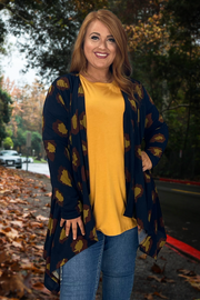 OT-A {Far From Over} ***FLASH SALE***Navy Camel Printed Cardigan PLUS SIZE XL 2X 3X