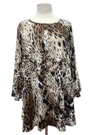 81 PQ-A {Scheduled Plans} Brown Taupe Leopard Top EXTENDED PLUS SIZE 3X 4X 5X