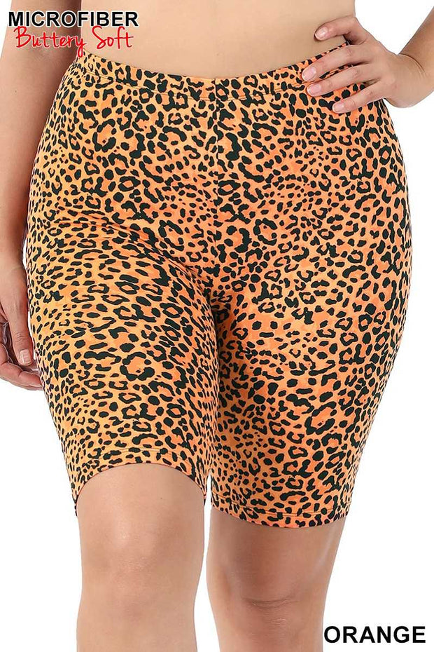 BIN 98  {Wild Card} Orange Cheetah Print Biker Shorts