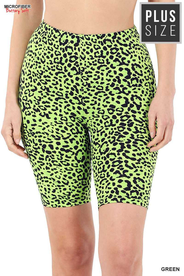 BIN 98 {Wild Card} Green Cheetah Print Biker Shorts
