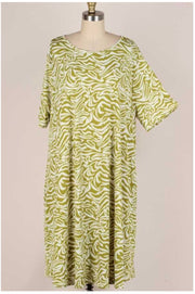 63 PSS-X {A New Direction} Green Printed Dress EXTENDED PLUS SIZE 3X 4X 5X