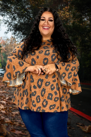 84 PQ-F {Love Never Fails} Brown Animal Print Top EXTENDED PLUS SIZE 3X 4X 5X